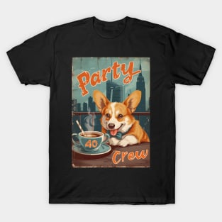 40 Party Crew - 40 Year Old 1984 Funny Corgi Dog Coffee NYC 40th Birthday T-Shirt